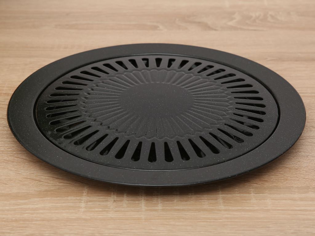 Vỉ nướng tráng men chống dính 30cm Fujishi, Có khay hứng dầu mỡ - Hàng chính hãng