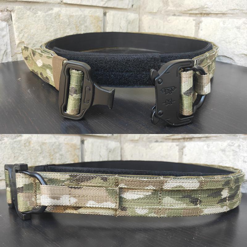 Belt chiến thuật quân sự airsoft molle Battle Belt Army Men Huấn luyện chiến đấu Multicam Fighter Belt Săn bắn ngoài trời có thể điều chỉnh Color: RG BK Size: L 95-110CM