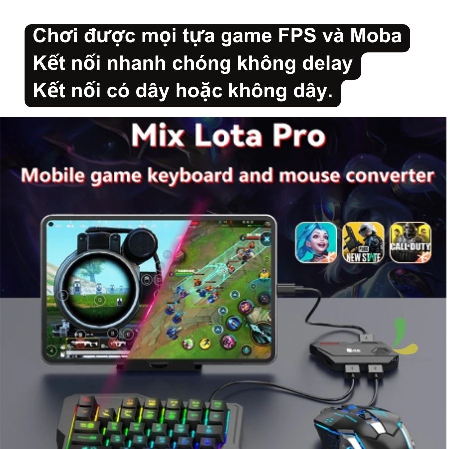 Bộ chuyển đổi chơi game MIX LOTA PRO - Thiết bị hỗ trợ phím chuột kết nối điện thoại hỗ trợ hệ điều hành Android