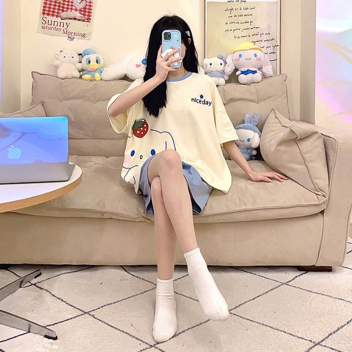 Đồ Bộ Cộc Hè Mới 2023 Mặc Nhà, Bộ Ngủ Ngắn Họa Tiết Vải Mềm Mại CCTT12