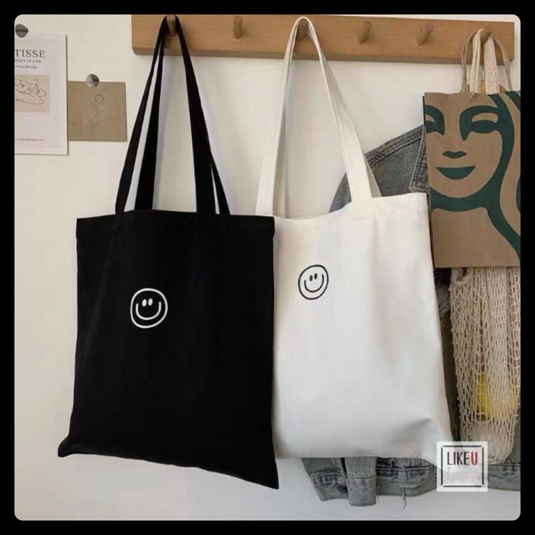 Túi tote nữ xinh đi học cute vải canvas trơn đeo vai đáng yêu cỡ lớn vừa sách vở giá rẻ thời trang học sinh dễ thương