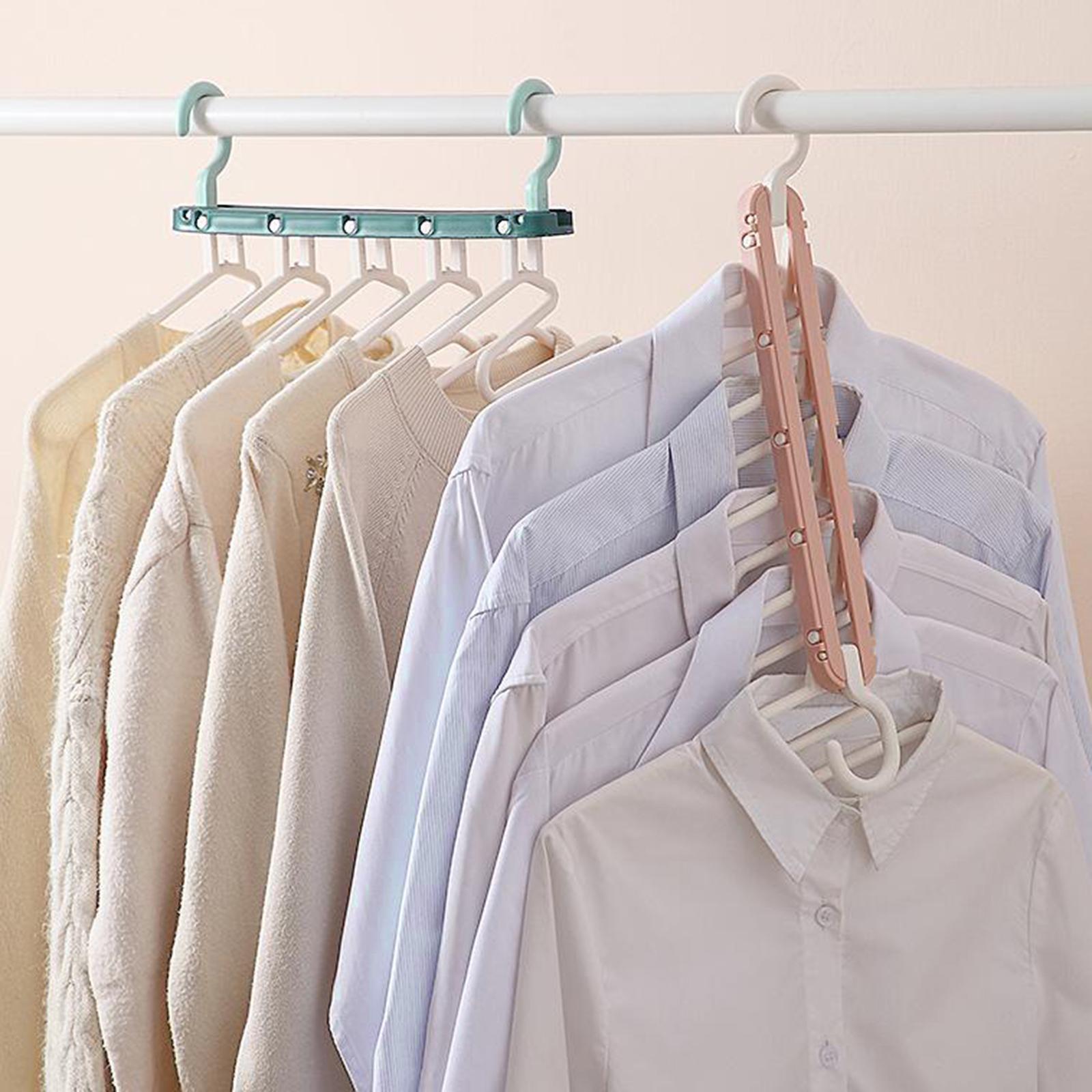 Hình ảnh Clothes Hanger Storage Multilayer Folding Retractable Wardrobe Rack Green