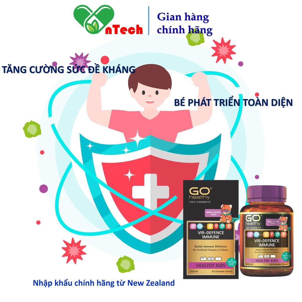 Tăng cường sức đề kháng Go Healthy VIR-DEFENCE IMMUNE tăng cường hệ miễn dịch giúp bé phát triển toàn diện hộp 60 viên