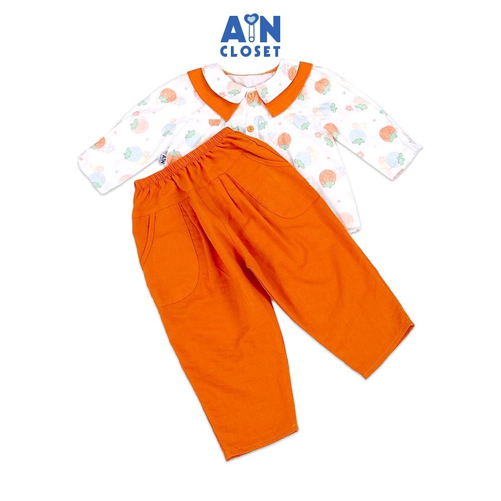 Bộ quần áo Dài bé gái họa tiết Quả Dâu Quần Cam cotton - AICDBGSYF1R5 - AIN Closet