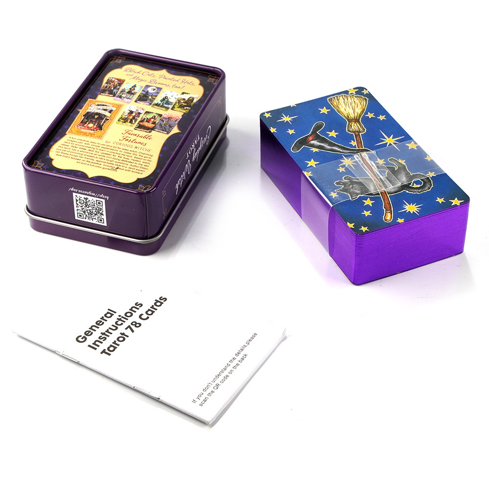 Bộ Bài Everyday Witch Tarot Hộp Thiếc Mạ Cạnh Tím 78 Lá Tặng File Tiếng Anh Và Đá Thanh Tẩy