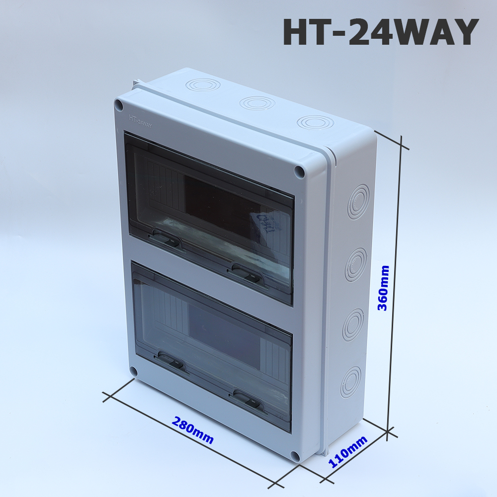 Tủ điện ngoài trời chống nước lắp nổi Hộp phân phối điện Model HT-5 8 12 15 18 24 WAY