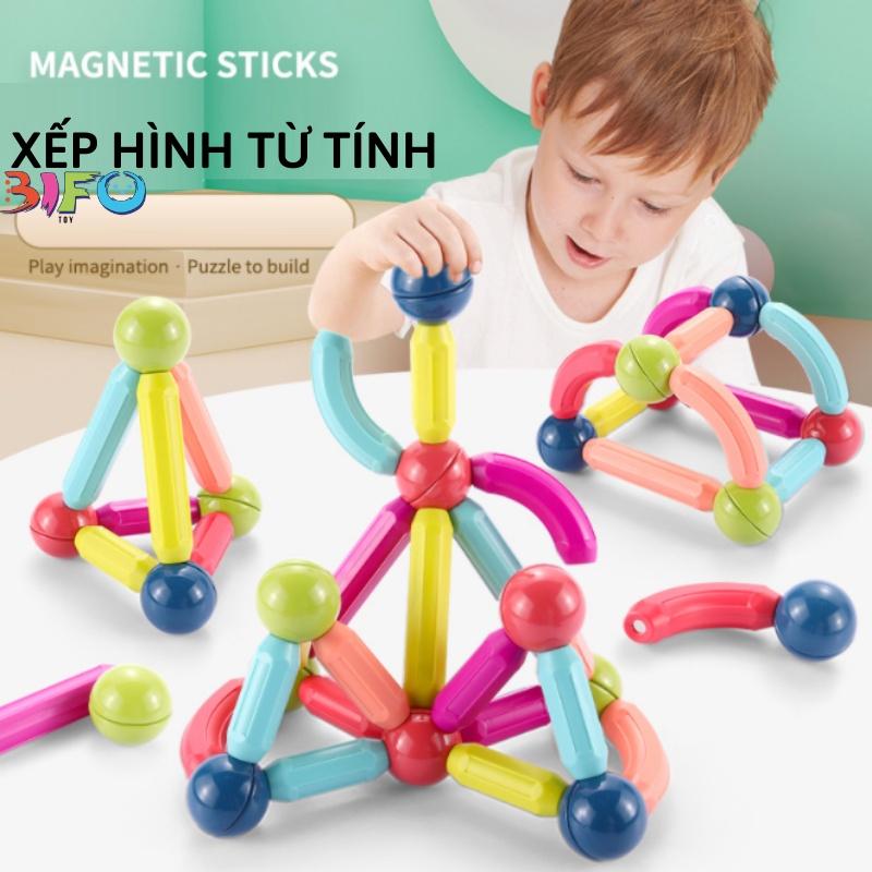 Bộ xếp hình nam châm Magnetic sticks khối xây dựng lắp ráp từ tính thế hệ mới đồ chơi phát triển trí tuệ