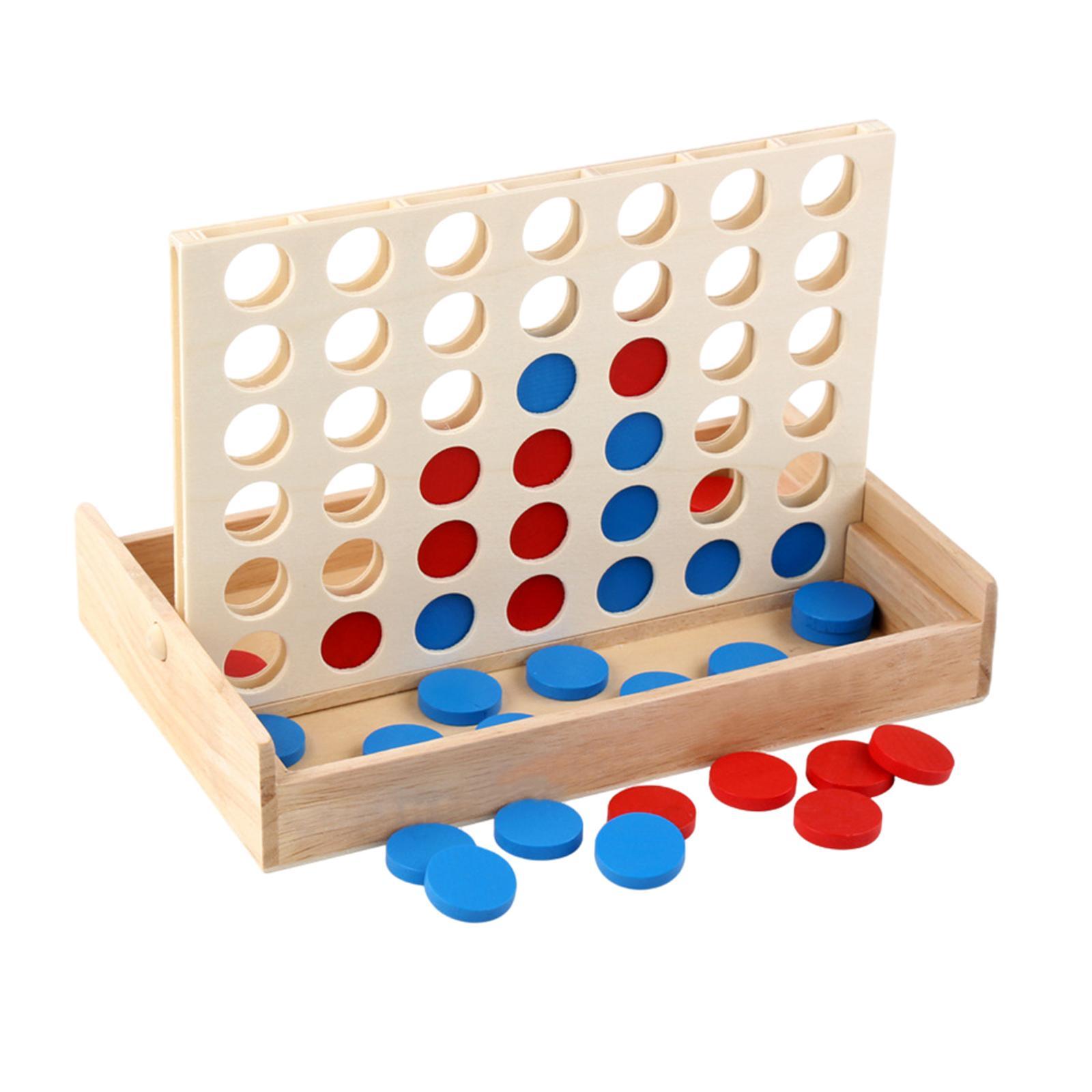 Kids Wooden 4 in Wooden Board Game Fun Block Board Early Learning Toys
