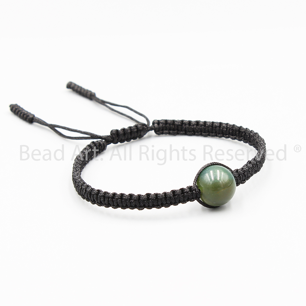 Vòng Tay Thắt Dây Thủ Công Phối Đá Mã Não Rêu 10MM, Hợp Mệnh Mộc, Hỏa, Vòng Tay Phong Thủy, Chuỗi Hạt - Bead Art