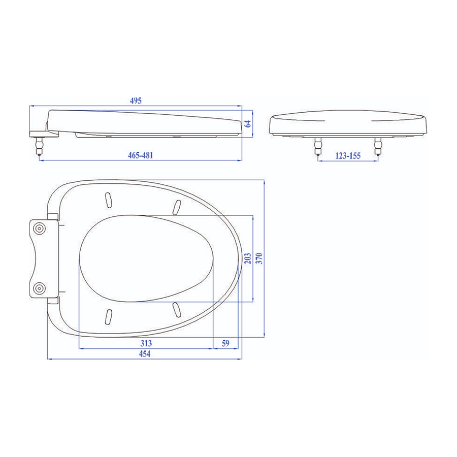 Nắp bồn cầu rơi êm Hùng Anh HA10 chất liệu nhựa nguyên sinh ABS, POM, trọng lượng 1.8kg - Hoa Sen Home - Hàng chính hãng