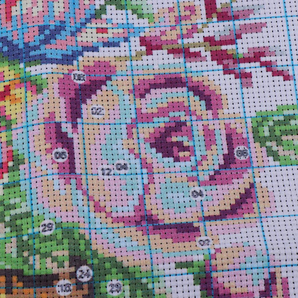 Stamped Cross Stitch Kit 11CT Pre-Printed Cloth Embroidery Kit - Flower Vase