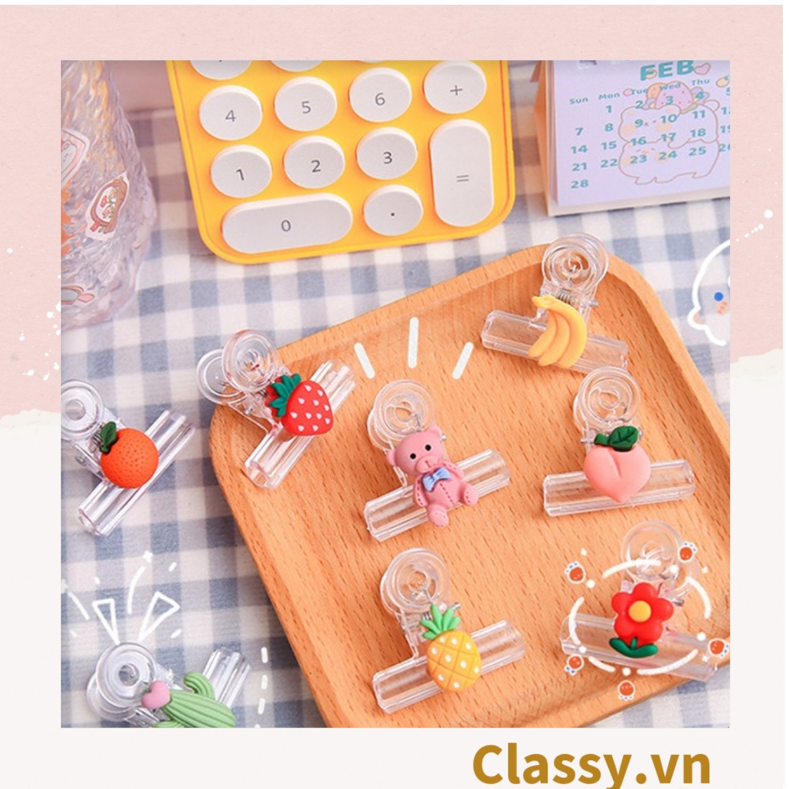 Kẹp giấy nhựa trong suốt, họa tiết hoạt hình, sử dụng kẹp dấu trang, kẹp giấy ,văn phòng phẩm sáng tạo tiện lợi PK1093