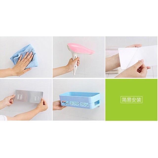 Combo 2 Kệ Nhựa Dán Tường Nhà Tắm Nhà Bếp Chịu Lực Tốt