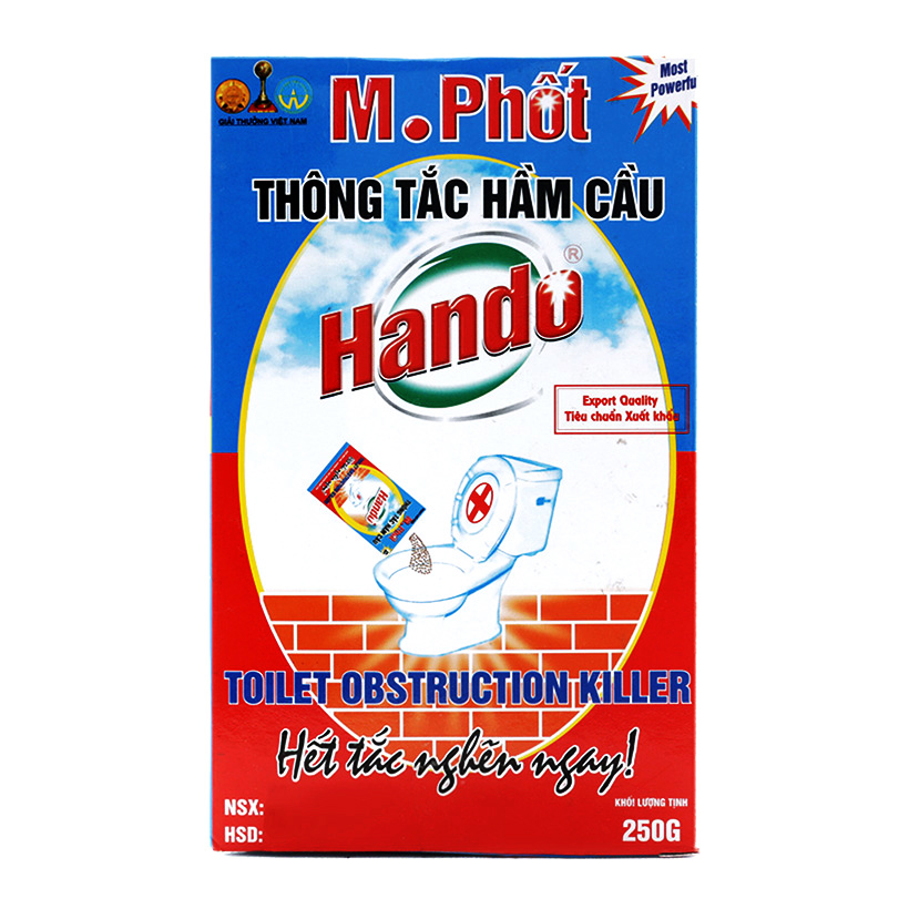 Combo 4 gói bột thông tắc bồn cầu bể phốt xuất khẩu Hando 250Gr