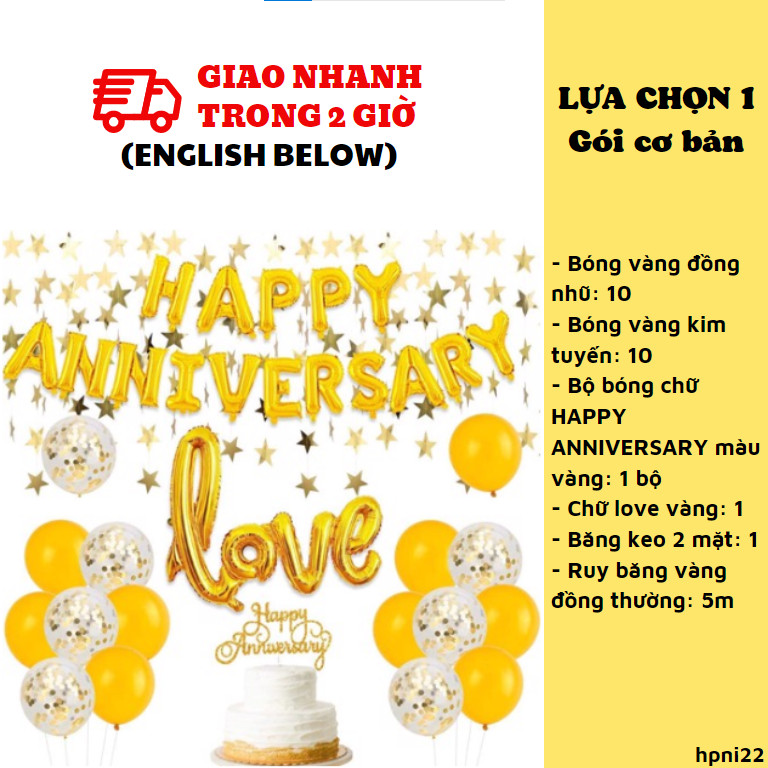 Bộ bong bóng trang trí happy anniversary set balloon hpni22