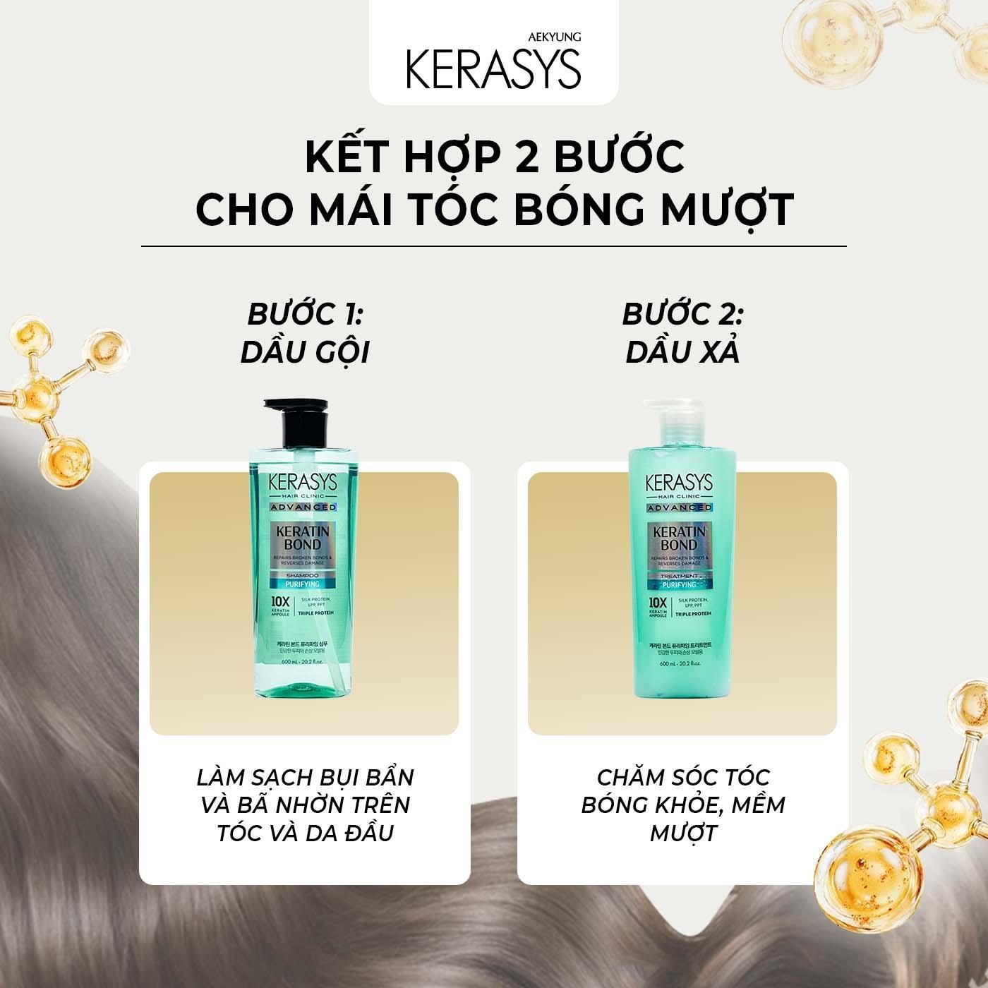 Dầu xả cao cấp Hàn Quốc Kerasys Keratin Bond Purifying (Phục hồi chuyên sâu, sạch sâu và detox da đầu) 600ml