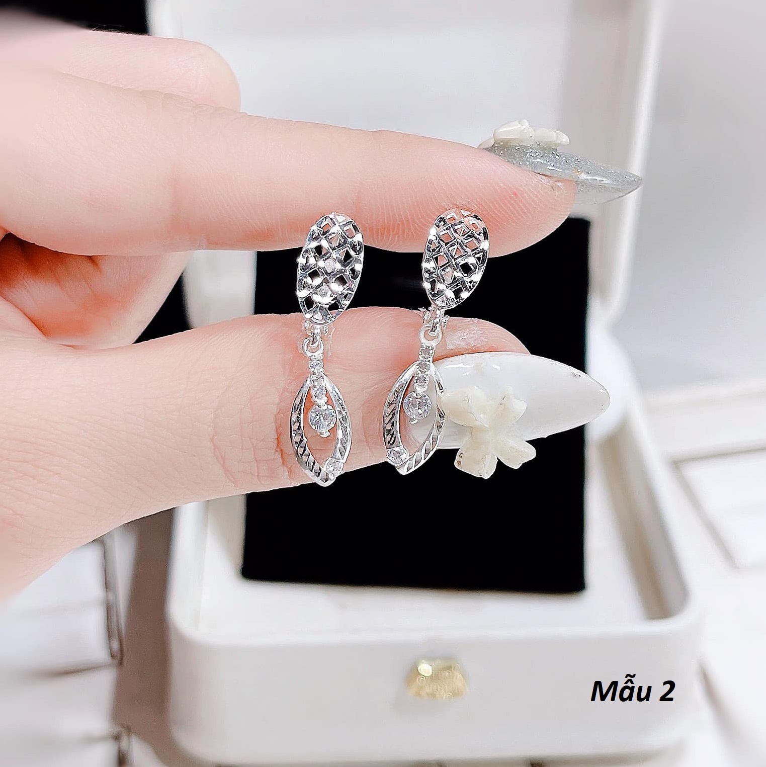 Bông tai bạc thời trang khoá bập cao cấp chất liệu bạc s925 MS074a