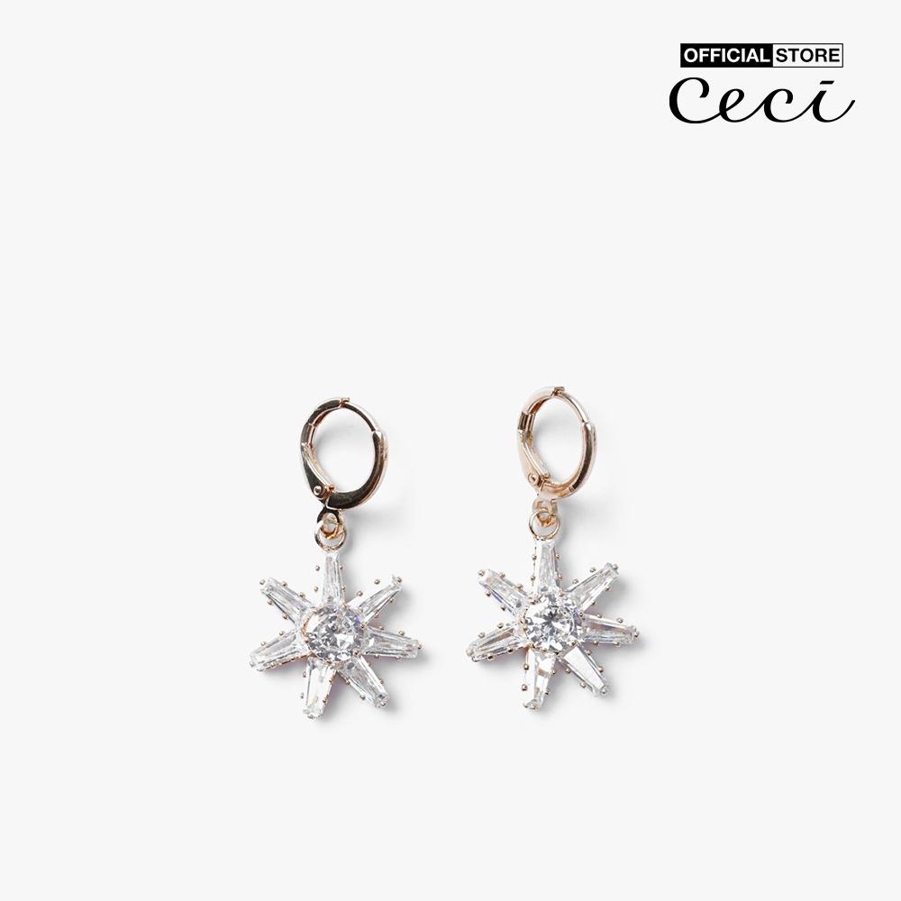 CECI - Khuyên tai nữ khoen tròn dạng thả thiết kế ngôi sao đính đá CC1-06000163