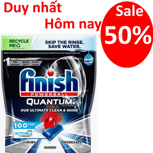 Viên rửa bát Finish quantum Ultimate 100 Viên nhập khẩu Anh chuyên dùng cho máy rửa bát chén (dòng cao cấp)