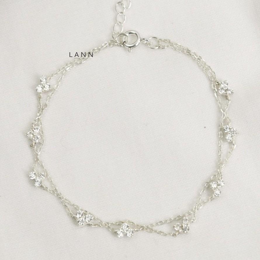 Lắc Tay 2 Dây Xích Gắn 3 Đá S925 LANN