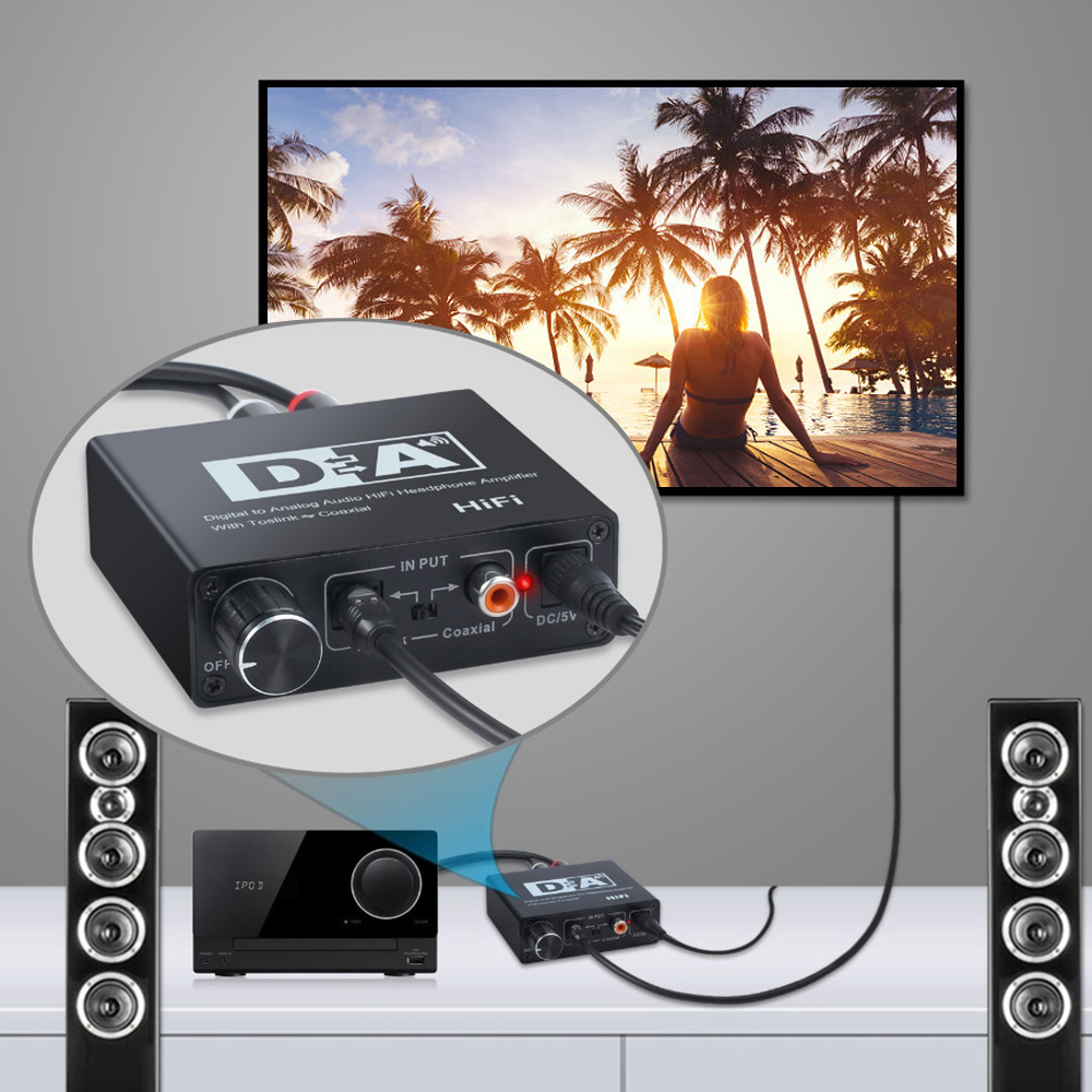 Bộ Chuyển Đổi Âm Thanh Kỹ Thuật Số HiFi Với Cáp Quang Chuyển Đổi Đồng Trục Sang RCA Có Công Tắc Hai Hướng Đồng Trục Với RCA