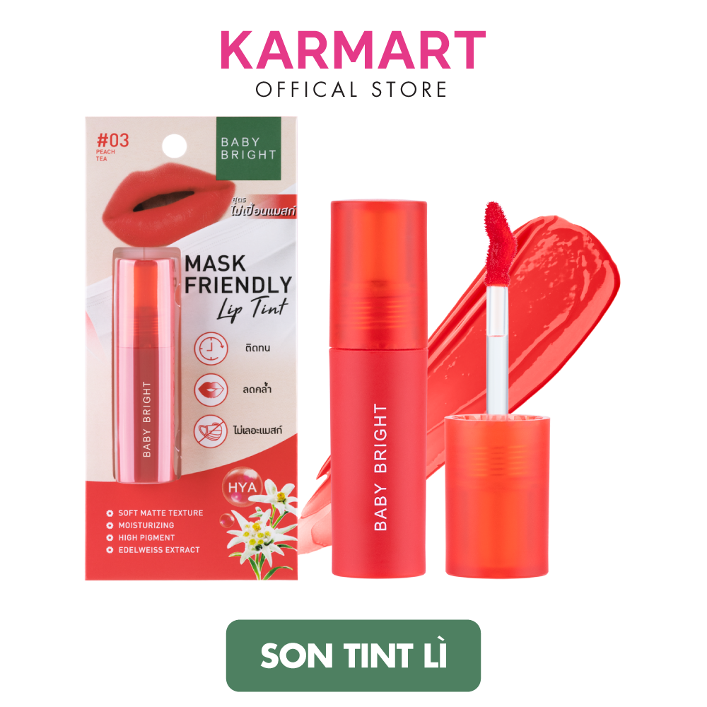 Son tint Baifern siêu lì lâu trôi, tôn da và không lem khẩu trang Baby Bright Mask Friendly Lip Tint 2.5g