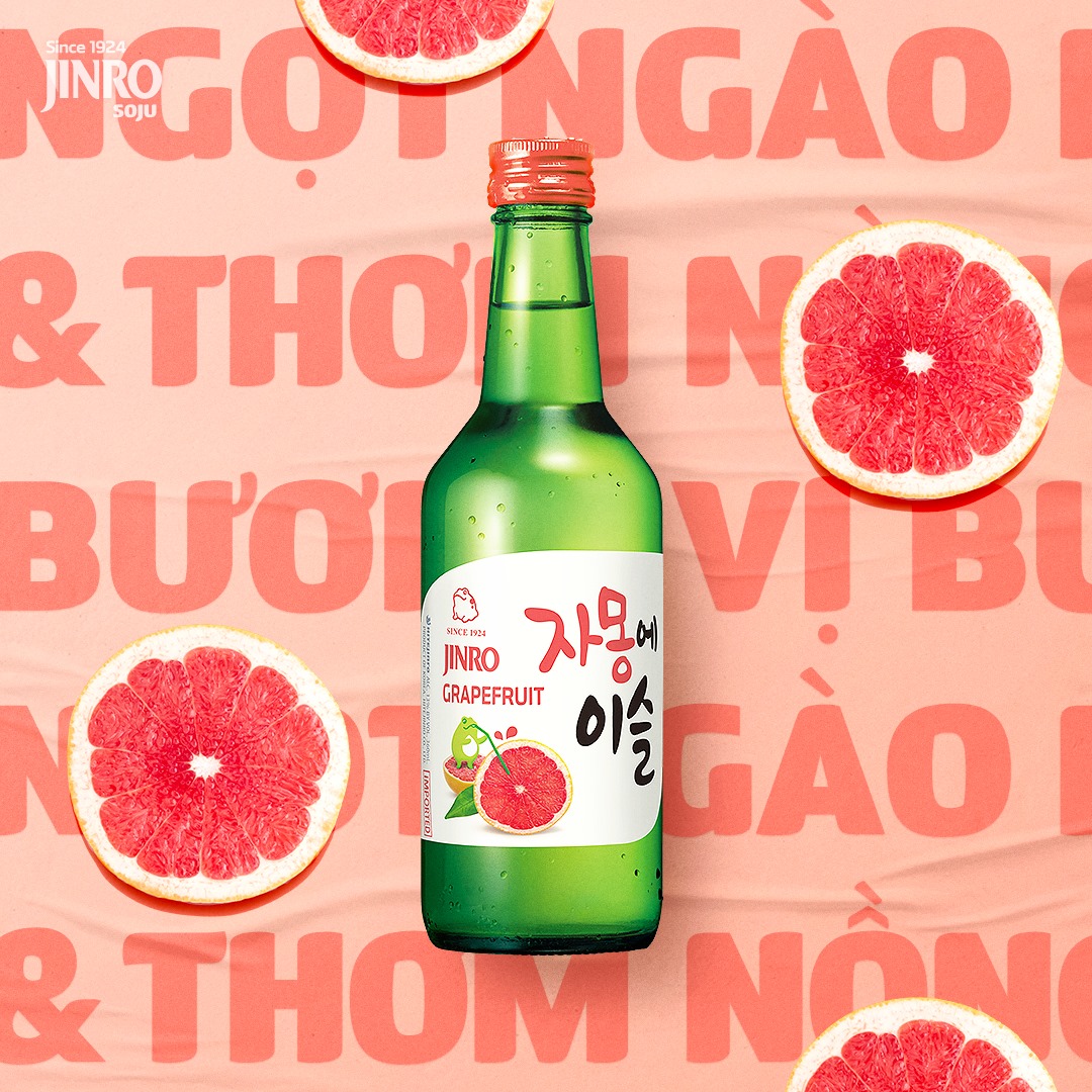 [CHÍNH HÃNG] Soju Hàn Quốc JINRO VỊ BƯỞI 360ml - Combo 6 chai