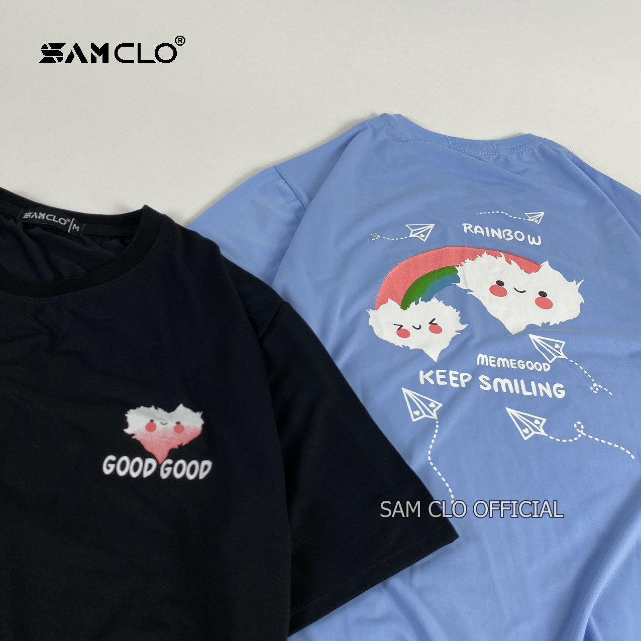 Áo thun tay lỡ nam nữ SAM CLO form rộng dáng Unisex in chữ KEEP SMILLING CÓ SIZE