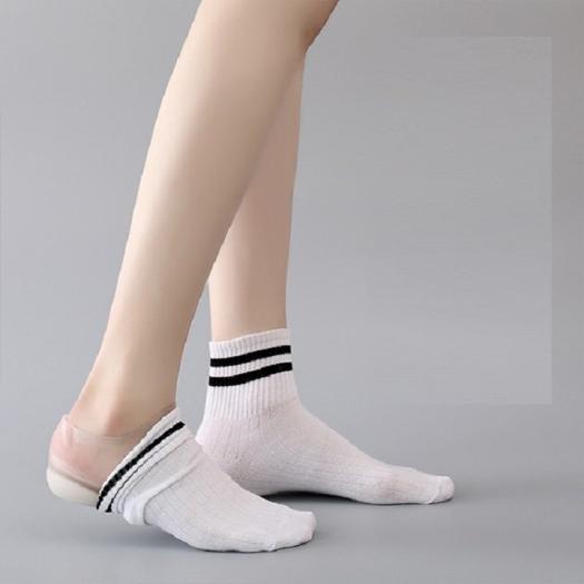 Đôi tất độn gót chân tăng chiều cao tàng hình cho nam và nữ chất liệu silicon co giãn đa chiều - Hai chiếc lót gót chân tăng chiều cao lên 3cm