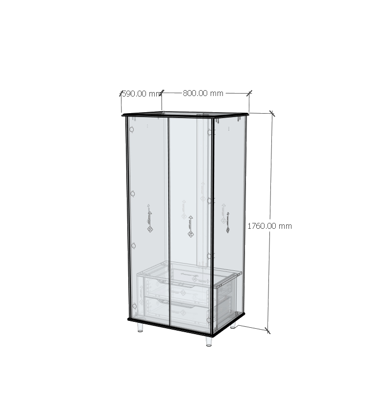 HAPPY FURNITURE , Gỗ tự nhiên , Tủ quần áo 2 cửa mở - FARAH , TCM_194 , 80x59x176cm