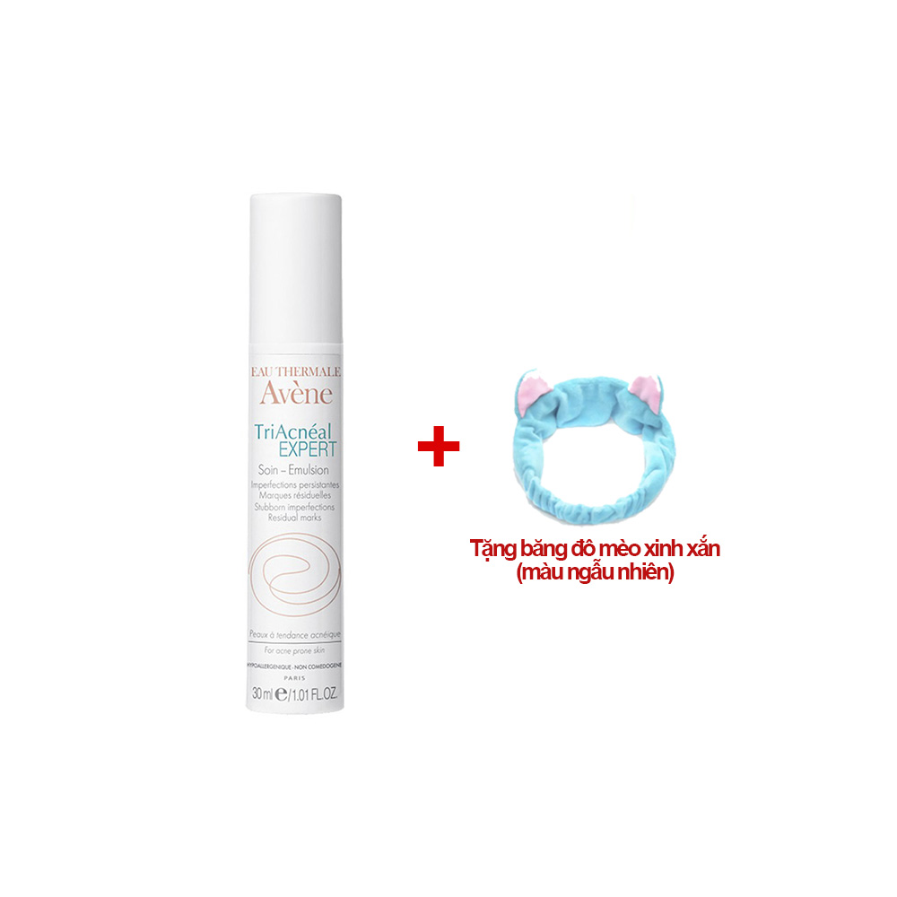 Kem Dưỡng Da Dạng Sữa Avene TriAcneal EXPERT Emulsion Giúp Giảm Mụn Trứng Cá Và Mụn Ẩn Chuyên Biệt 30ml tặng băng đô mèo xinh xắn