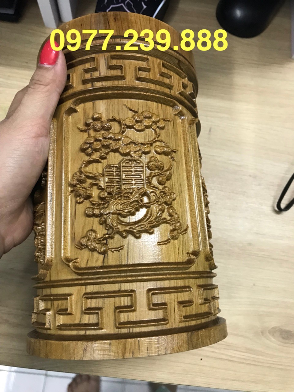 Hộp chè tứ quý gỗ bách xanh