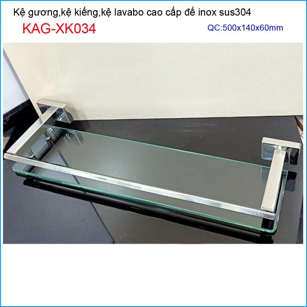 Kệ kính nhà tắm Inox Kace SUS304 KAG-XK034, Kệ phòng tắm kiếng cường lực cao cấp inox hộp sang trọng