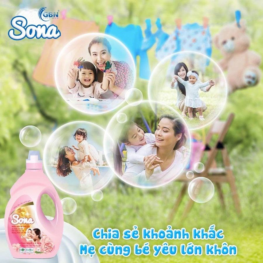 Nước giặt sinh học SONA 1.8L giặt xả 2 trong 1 giặt xả quần áo 100% thành phần thiên nhiên