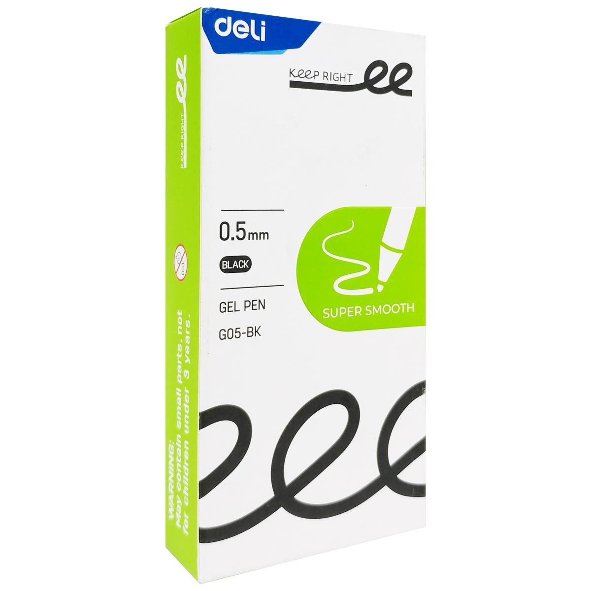 Bút Gel Bấm Siêu Trơn 0.5 mm - Deli EG05-BK - Mực Đen