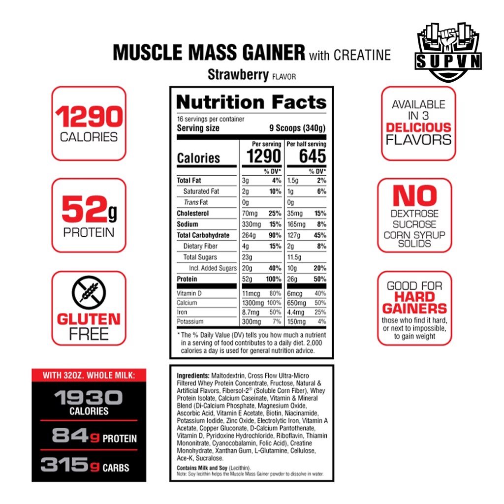 Muscle Mass Gainer 12lbs Labrada  - Chính Hãng BBT - Sữa Tăng Cân Tăng Cơ Dành Cho Người Khó Lên Cân