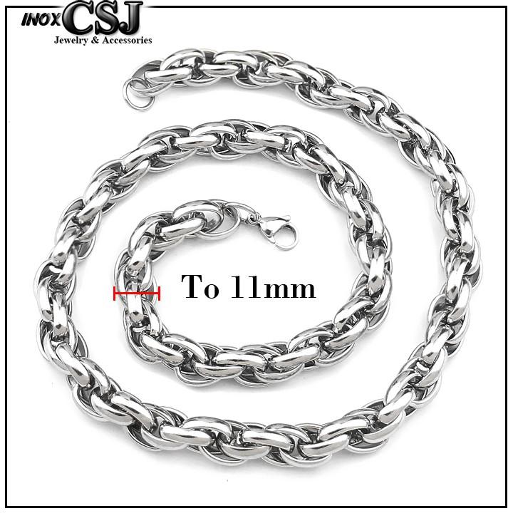 DÂY CHUYỀN NAM INOX 3 KHOEN LỒNG ĐẠI 11MM đẹp, không đen