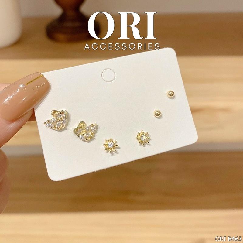 Set 3 Bông tai nữ nhiều kiểu độc đáo xinh xắn ORI ACCESSORIES SB01