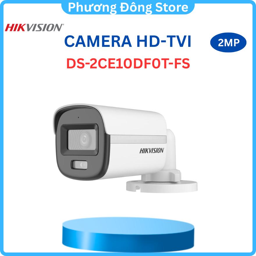 CAMERA HD-TVI ColorVu HIKVISION DS-2CE10DF0T-F 2MP 1080P, CÓ MÀU BAN ĐÊM - Hàng chính hãng