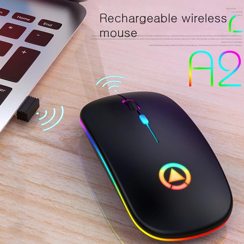 LED Backlit Sạc Không Dây USB Thu Công Thái Quang Chơi Game Im Lặng Máy Tính Laptop Chuột Wirelesss