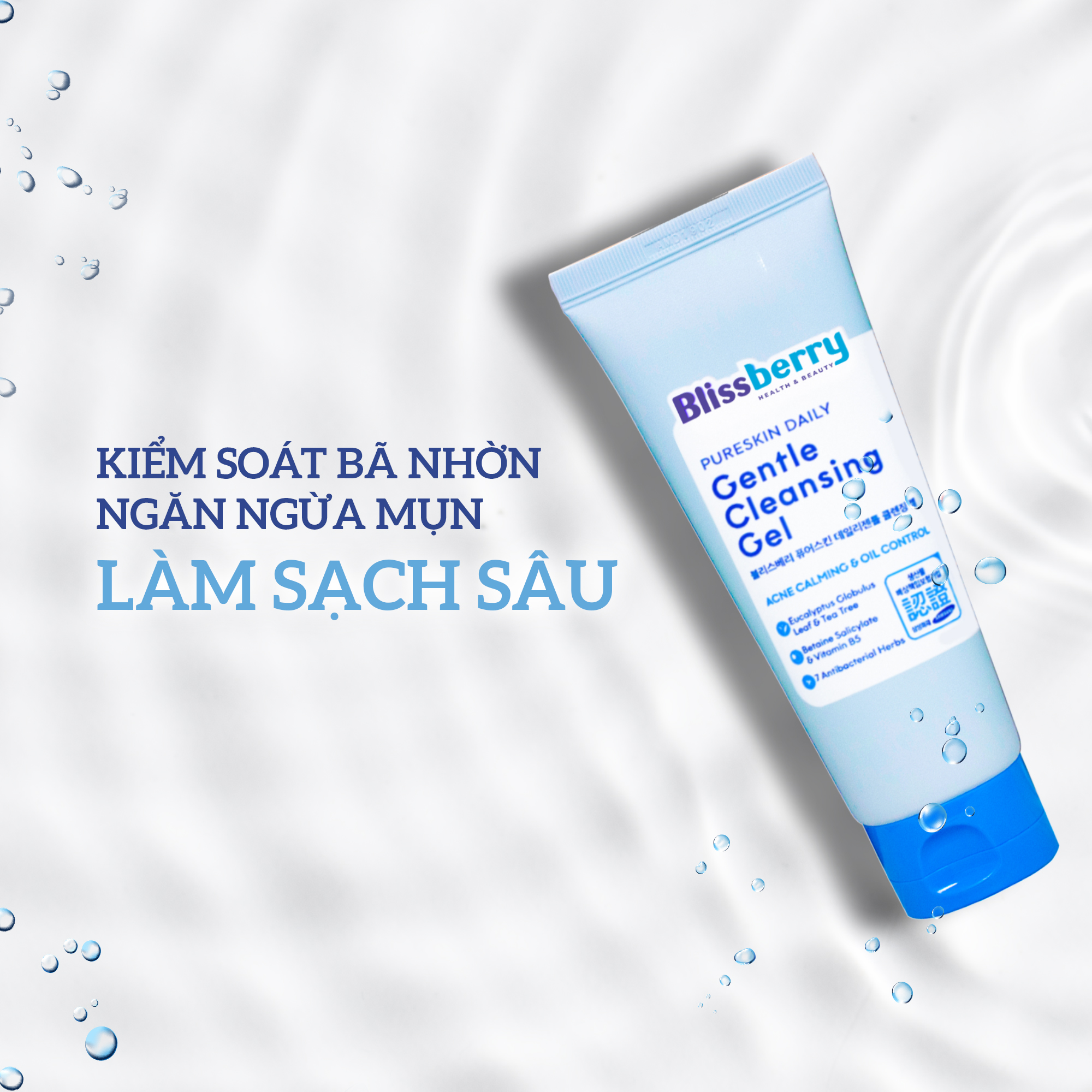 [Quà tặng sữa tắm và 20 viên uống hỗ trợ giảm mụn] Combo Blissberry Gel giảm mụn mờ thâm 15ml, Sữa rửa mặt BHA 100ml và Kem chống nắng kiềm dầu 60ml