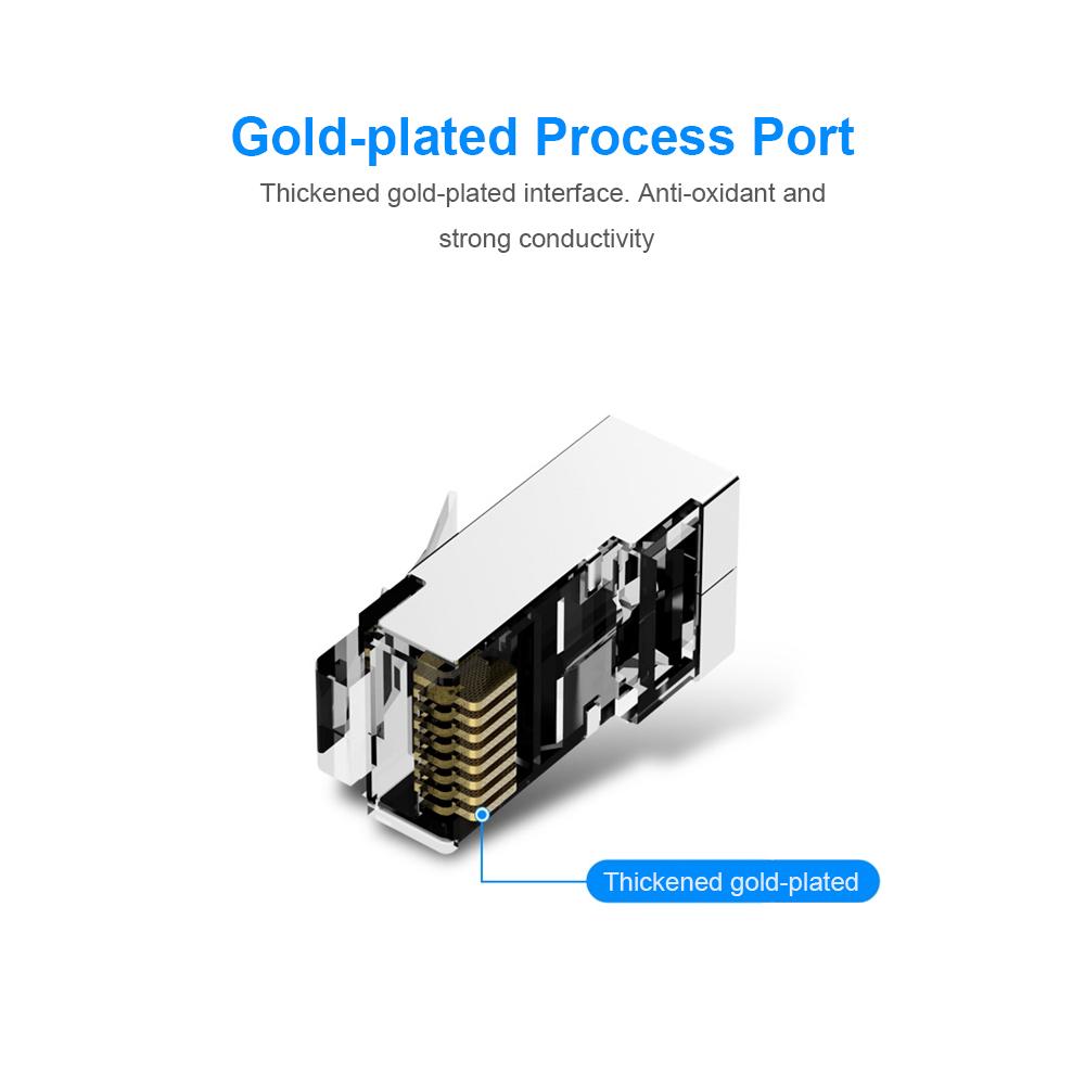 Đầu nối cáp Ethernet pha lê mạ vàng 8P8C CAT5E RJ45 cao cấp chuyên dụng
