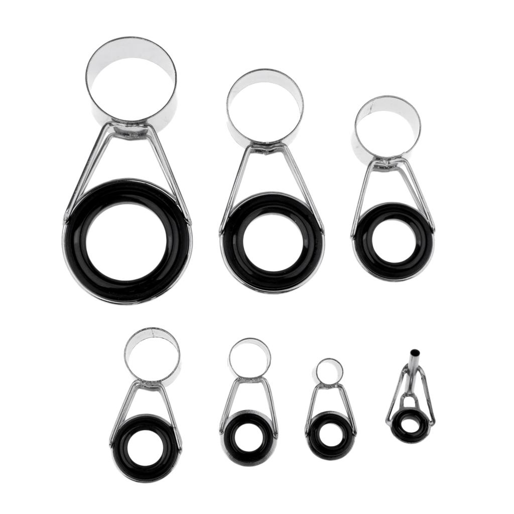 14Pcs Fishing Rod Guides Tip Tops Repair Ceramic Ring Rod Building Eye Rings