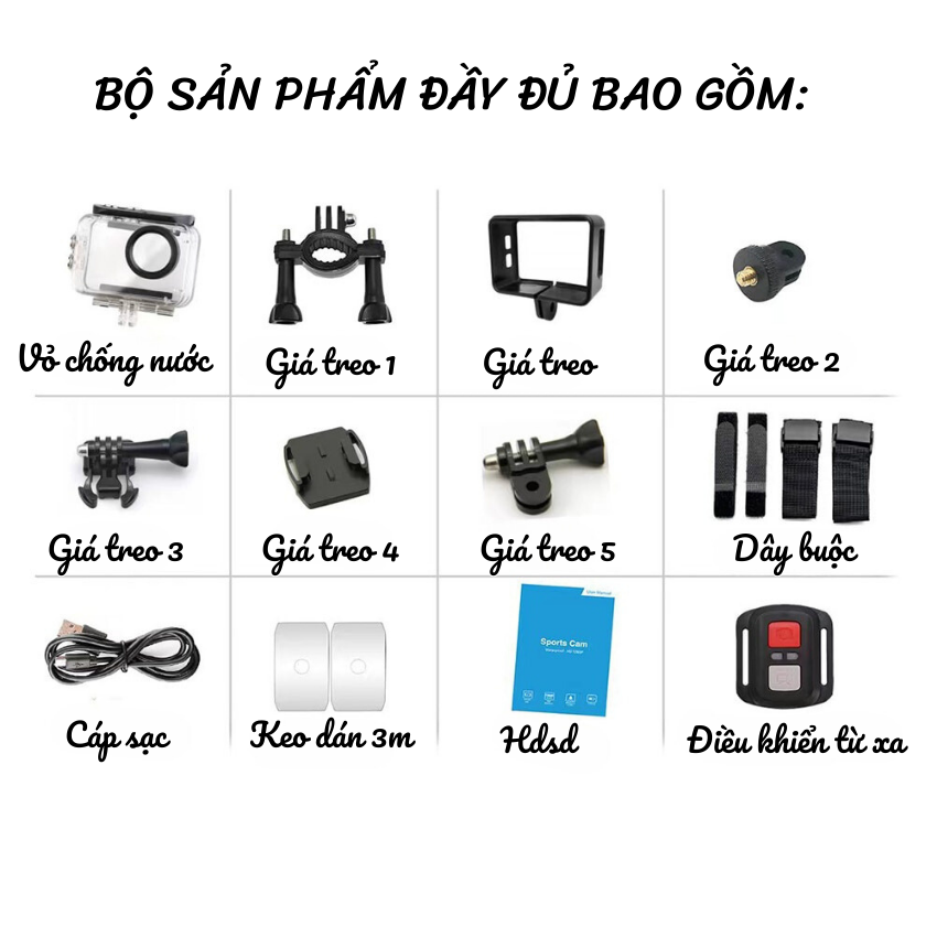 Camera hành trình 5K Chống nước Chống rung ô tô ,xe máy - Camera Sport đi phượt kết nối wifi điện thoại