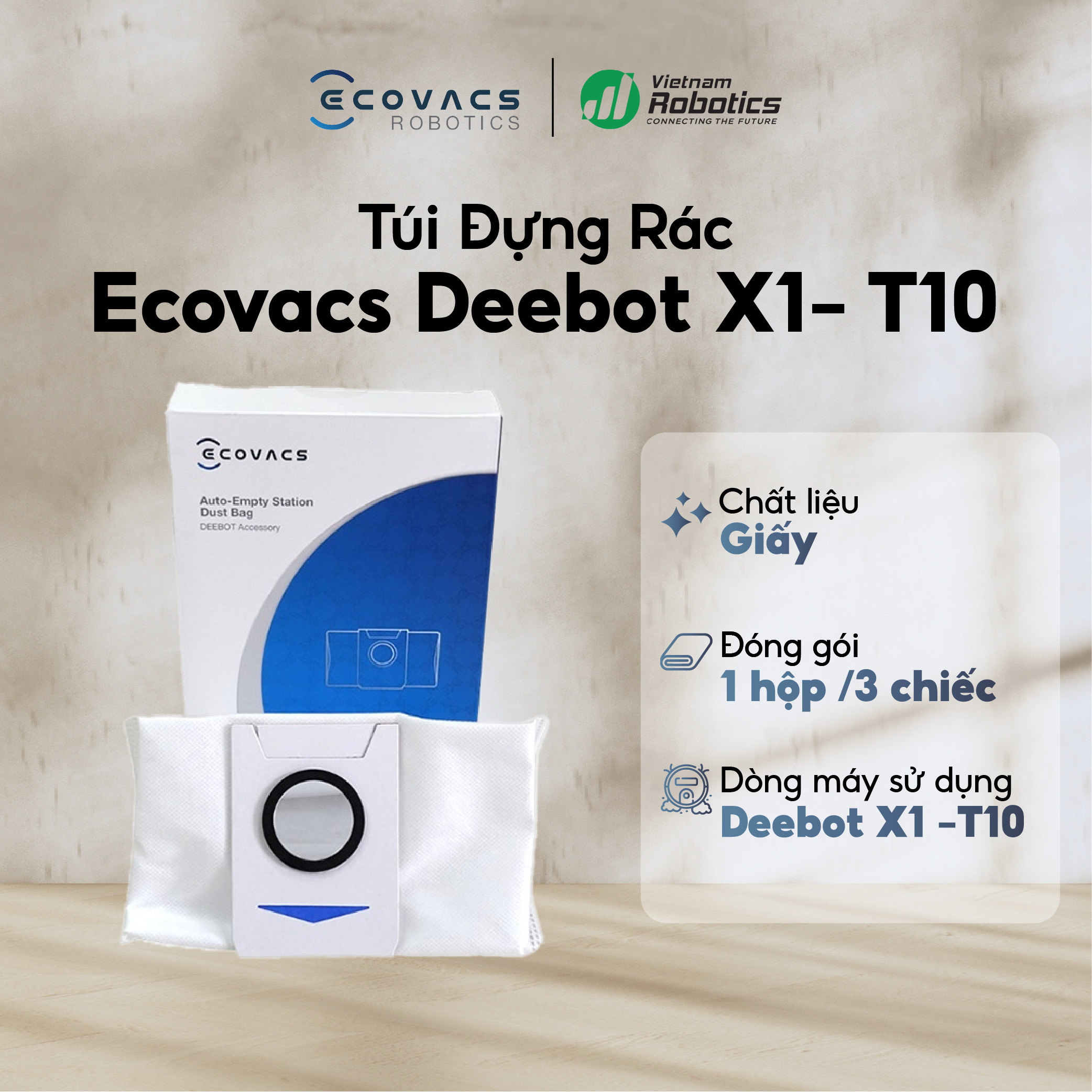 Túi Đựng Rác Dùng Cho Robot Hút Bụi Ecovacs Deebot Omni X1 - Hàng Chính Hãng