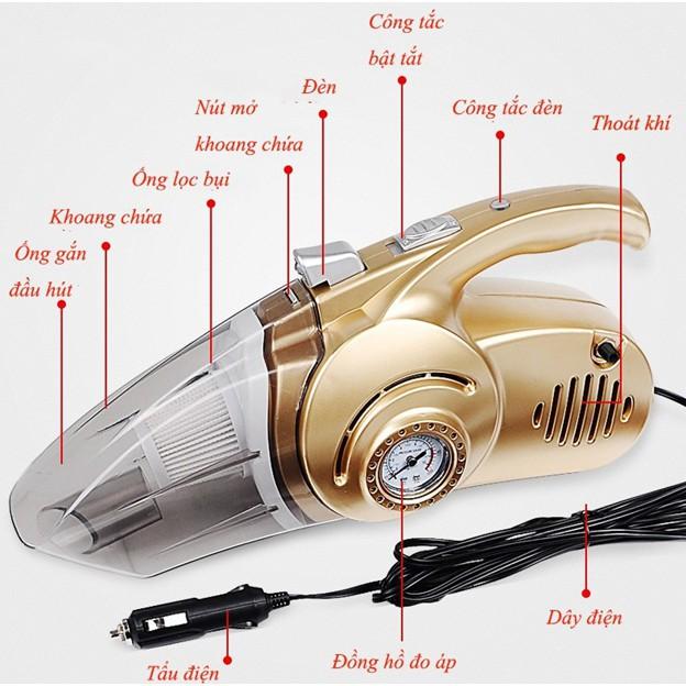 Máy Hút Bụi Cầm Tay, Máy Hút Bụi, Bơm Lốp Ô Tô 4in1 Linh Hoạt Làm Sạch Nhiều Ngóc Ngách, Vừa Bơm Lốp Ô Tô