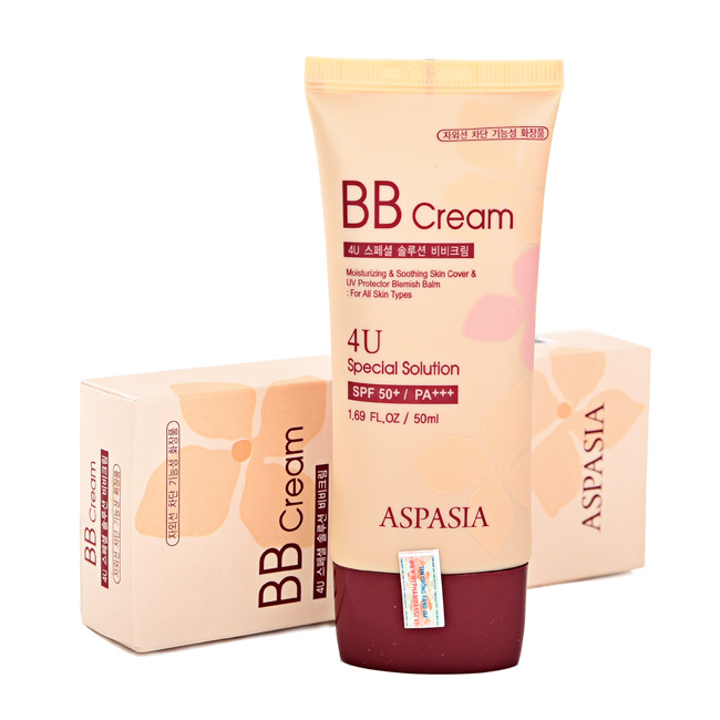 KEM NỀN CHỐNG NẮNG ASPASIA 4U SPECIAL B.B SOLUTION CREAM SPF50 PA+++ TẶNG 1 MẶT NẠ JANT BLANC