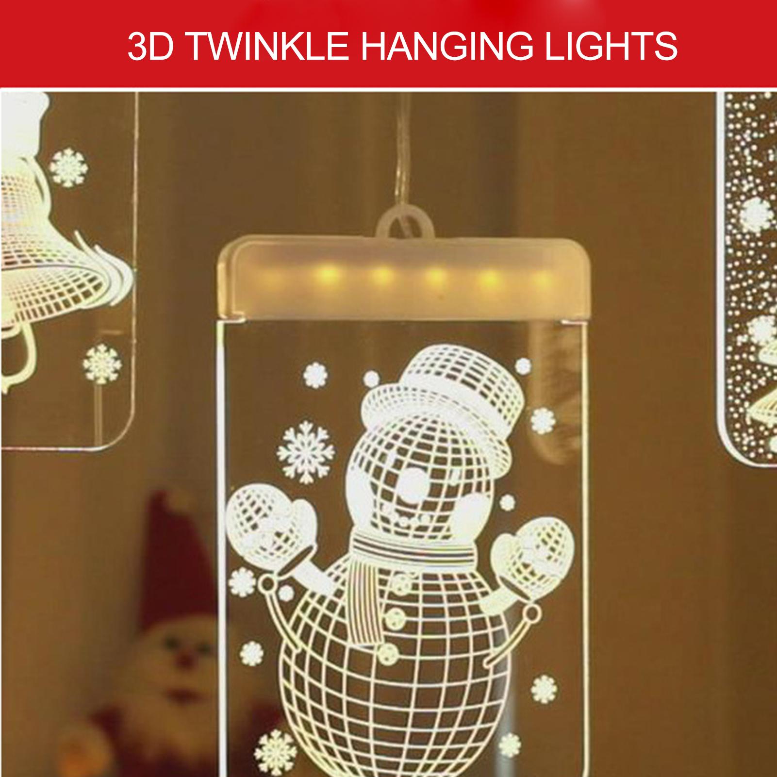 Đèn treo 3D lấp lánh được làm từ tấm acrylic trong suốt chất lượng cao,dây 5 chiếc màu trắng ấm áp trang trí giáng sinh