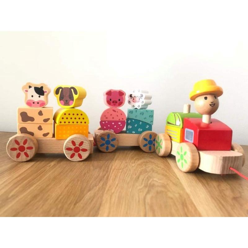 ĐỒ CHƠI- XE KÉO DÂY HÌNH THÚ-Đồ chơi gỗ an toàn, sáng tạo, phát triển trí tuệ, thông minh cho trẻ