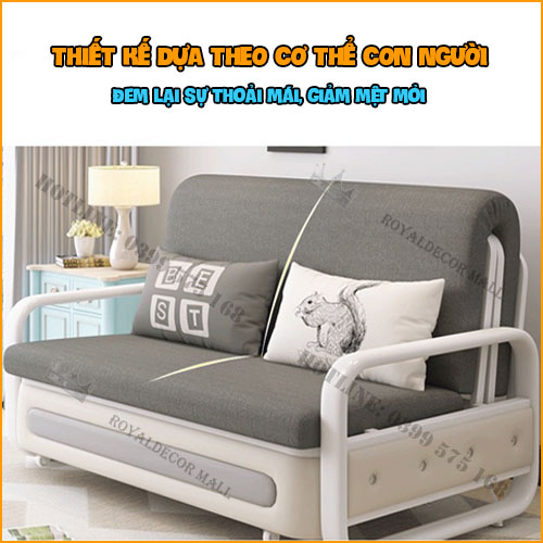 Giường Sofa Đa Năng Thông Minh ROYALDECORHN - Giường Sofa Kéo Thành Ghế Tiện Lợi Khung Sắt, Đệm Bọt Biển - Nội Thất Phòng Ngủ